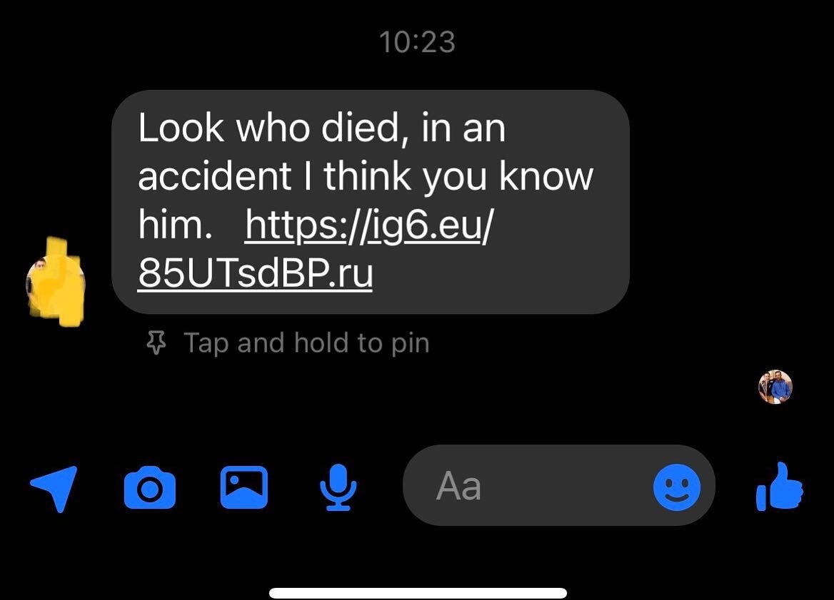 #scamalert if you get a message like this, with a link that doesn&rsquo;t say funeral home or have any personal info on it, it&rsquo;s a scam. I&rsquo;ve gotten 3 of these this week, stay safe out there and stop giving these scammers your Facebook lo