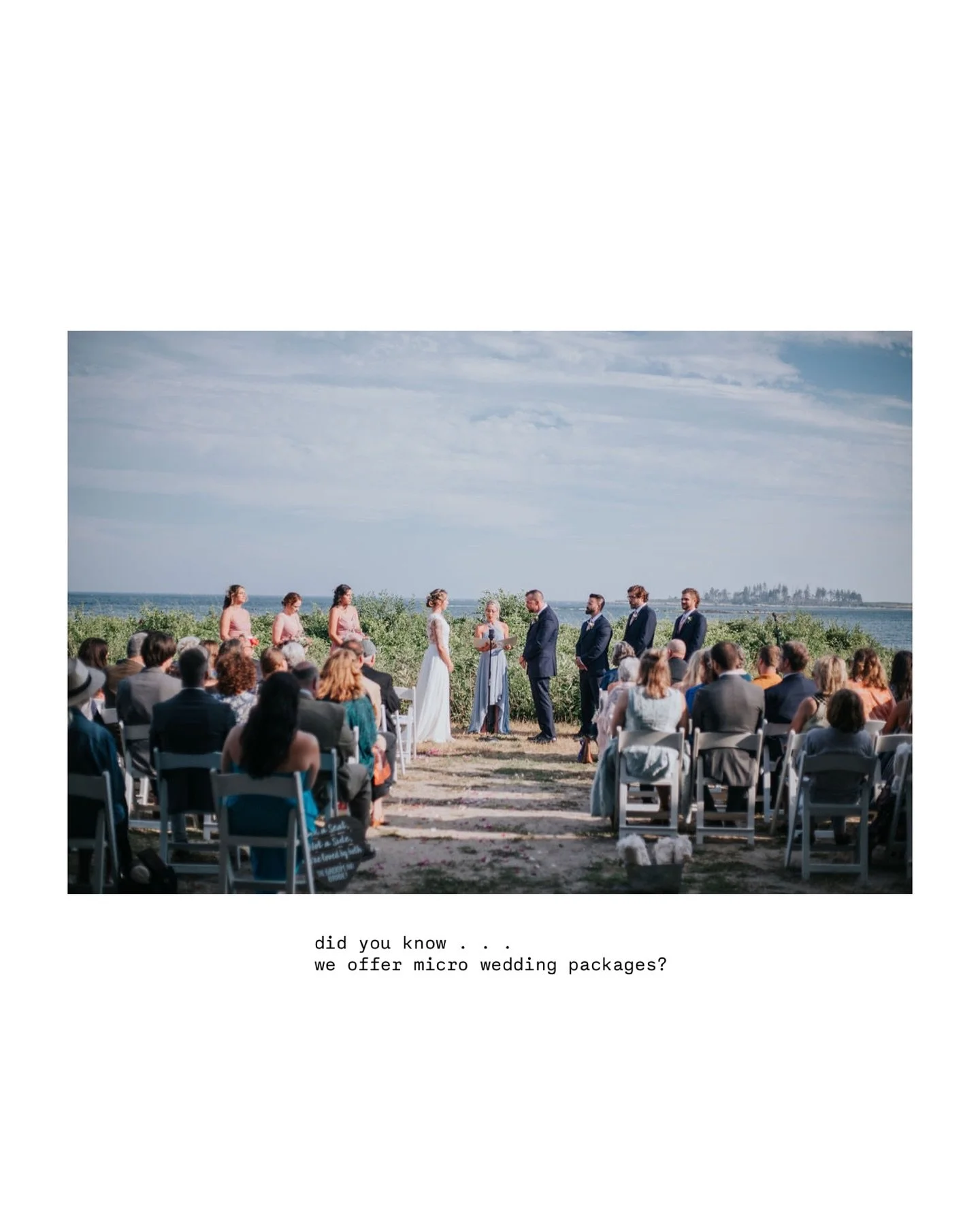 did you know we offer micro wedding packages?

you and your person are going to do something intimate, close friends and family only. but you don&rsquo;t want to be at the venue ahead of time, setting up chairs, meeting the officiant, and getting the