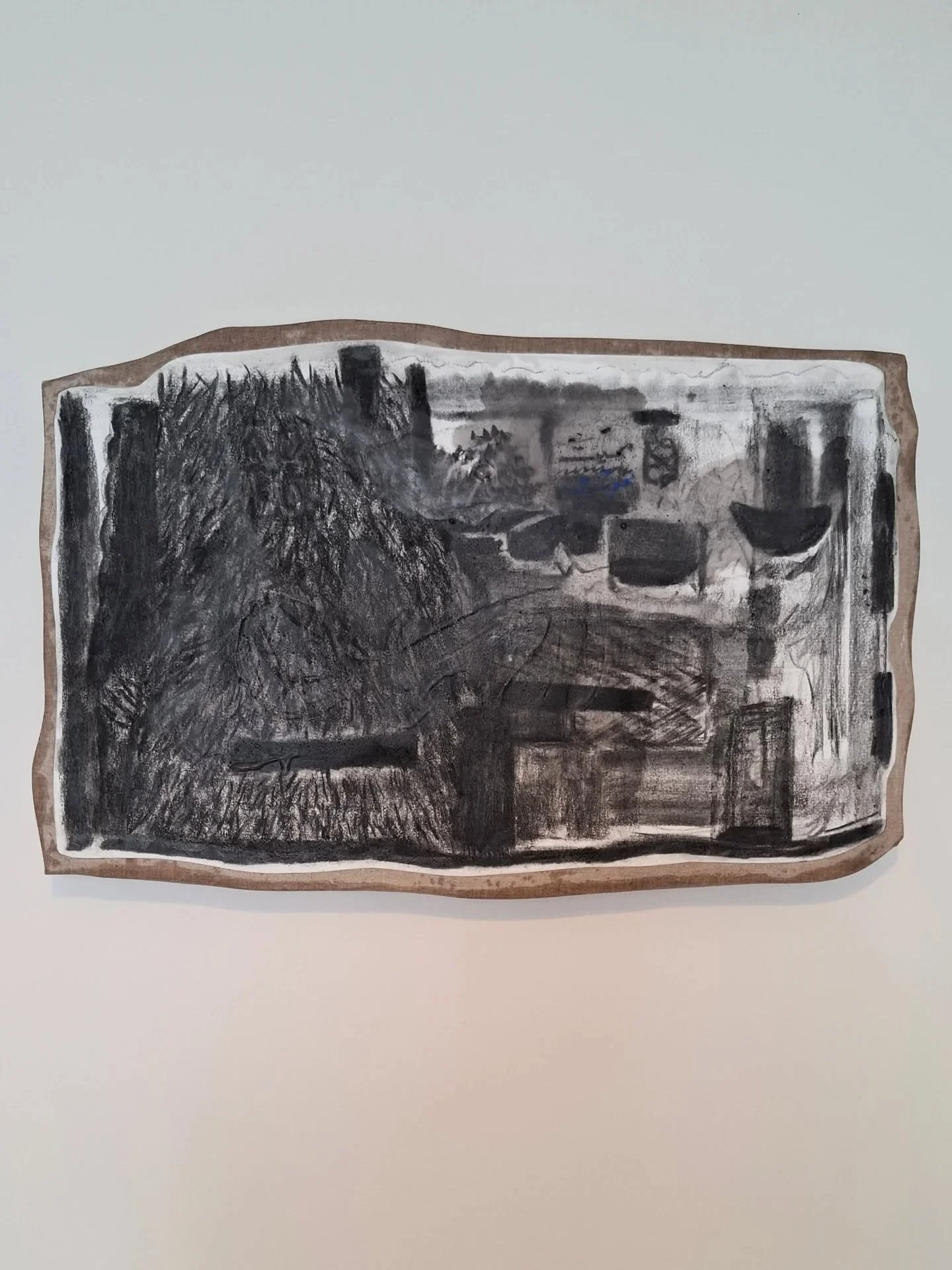 فهرس المحبة الحیة 
Index of Living Loving (2025)

eyeliner, charcoal and candles on paper mounted to linen 

40 &times; 60 &times; 3 cm