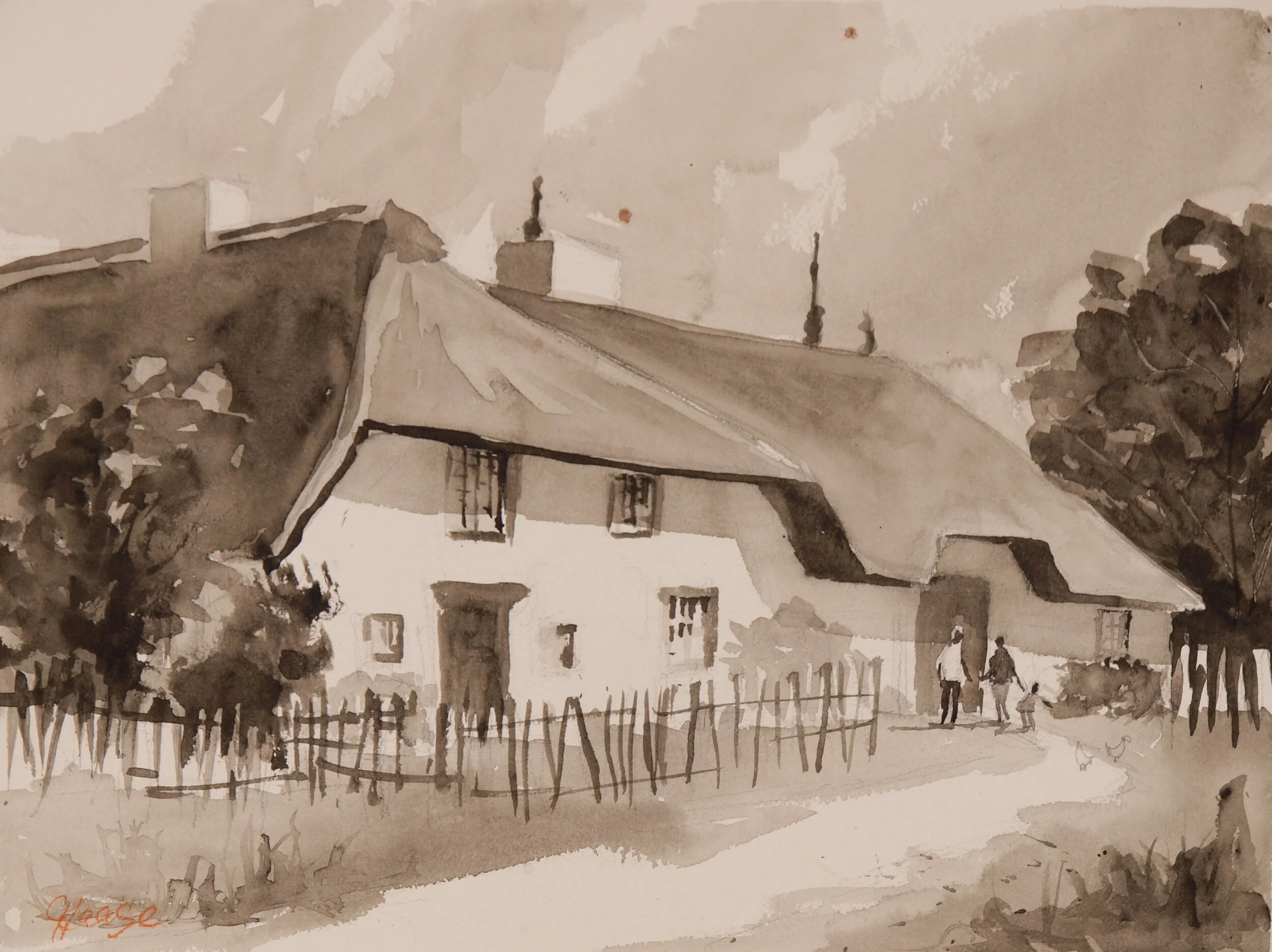 Skizzenbuch Sankt Peter-Ording - Bauerhofcafé in Sepia