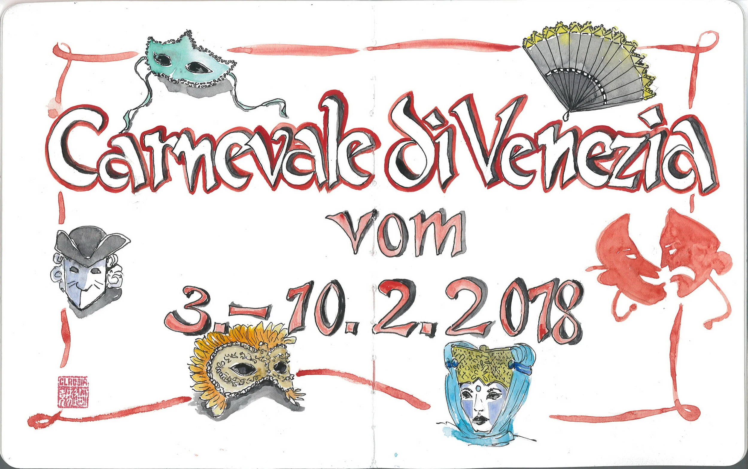 Skizzenbuch Venedig  -  Zum Karneval nach Venedig !