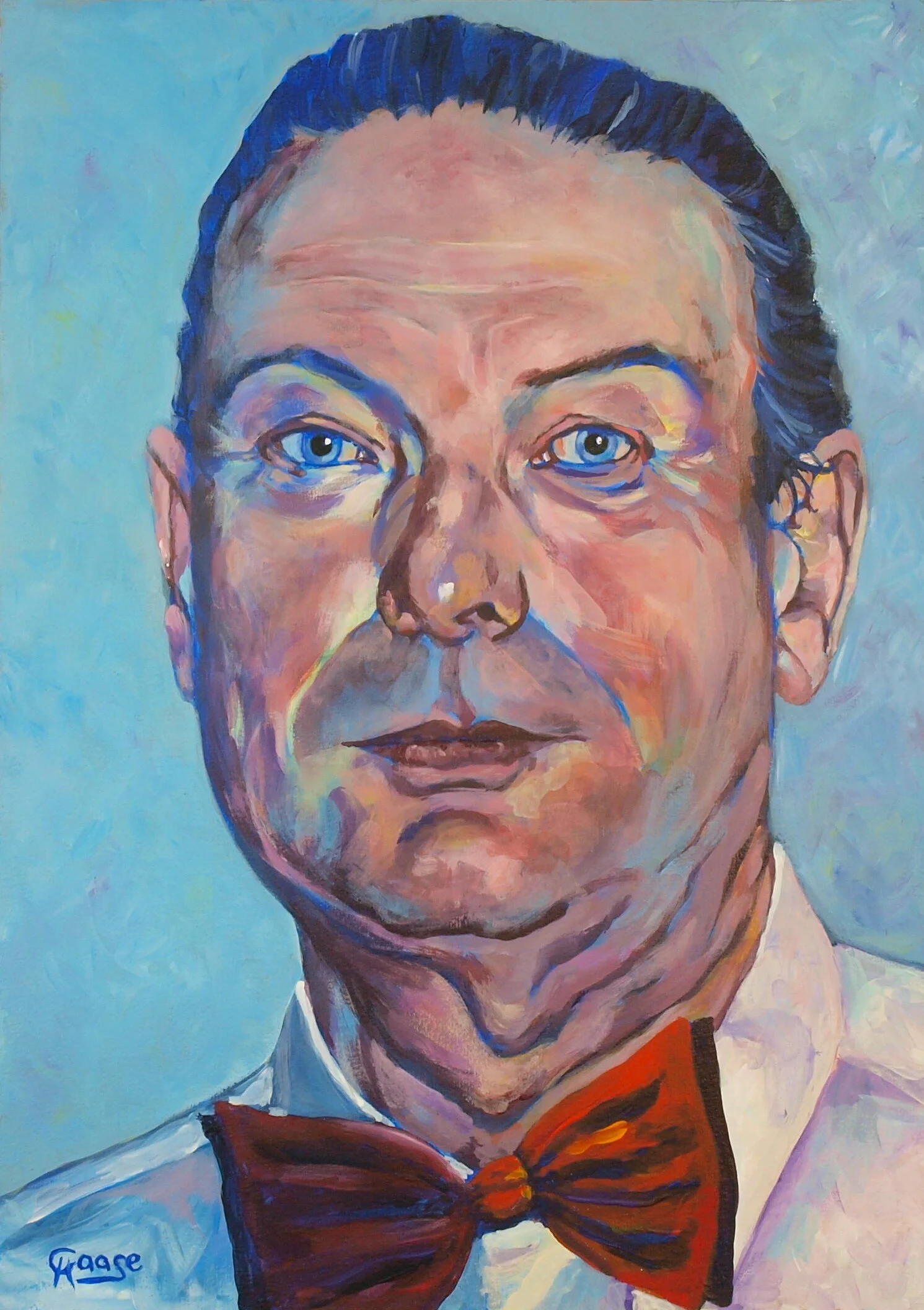 Mann mit roter Fliege