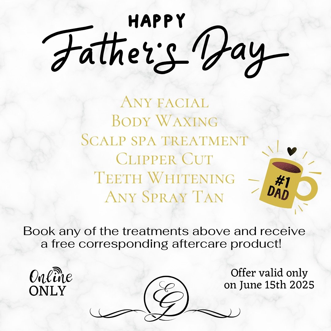 Our special gift to all the dads out there💙

Book any of the self care services online and receive a free corresponding product based on the service booked🙌🏽

Offer valid for online bookings on June 15th 2025 ONLY✨

Book online at www.egosalonands
