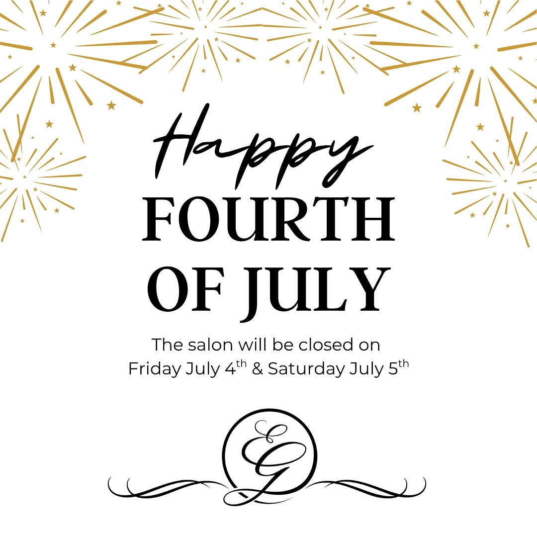 We will be closed July 4th and 5th! Soak up the sun and enjoy the weekend everyone!! 🇺🇸✨

XOXO EGO | Salon &amp; Spa

#egosalonandspa #egosalon #egospa #ego #njsalon #njspa #njsalonandspa #salon #spa #hair #makeup #wax #spraytan #hairstylist #esthe