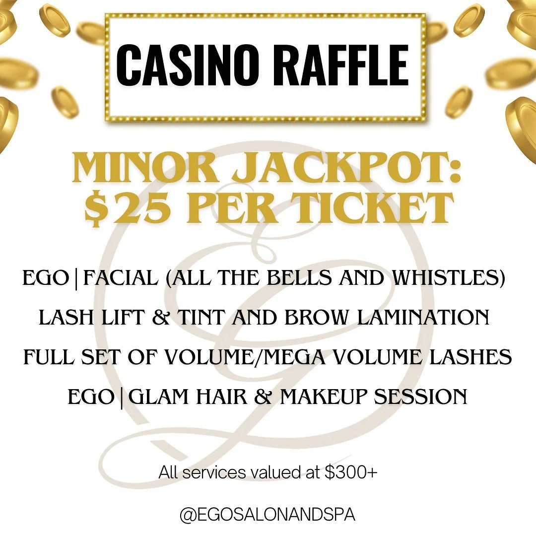 🎉 6 Years of Luxury &amp; Beauty! 💋✨

We&rsquo;re celebrating EGO&rsquo;s 6 Year Anniversary all August long with Casino-Themed Raffles you won&rsquo;t want to miss! 🎰💎

Every appointment this month is your chance to WIN luxurious prizes, glam go