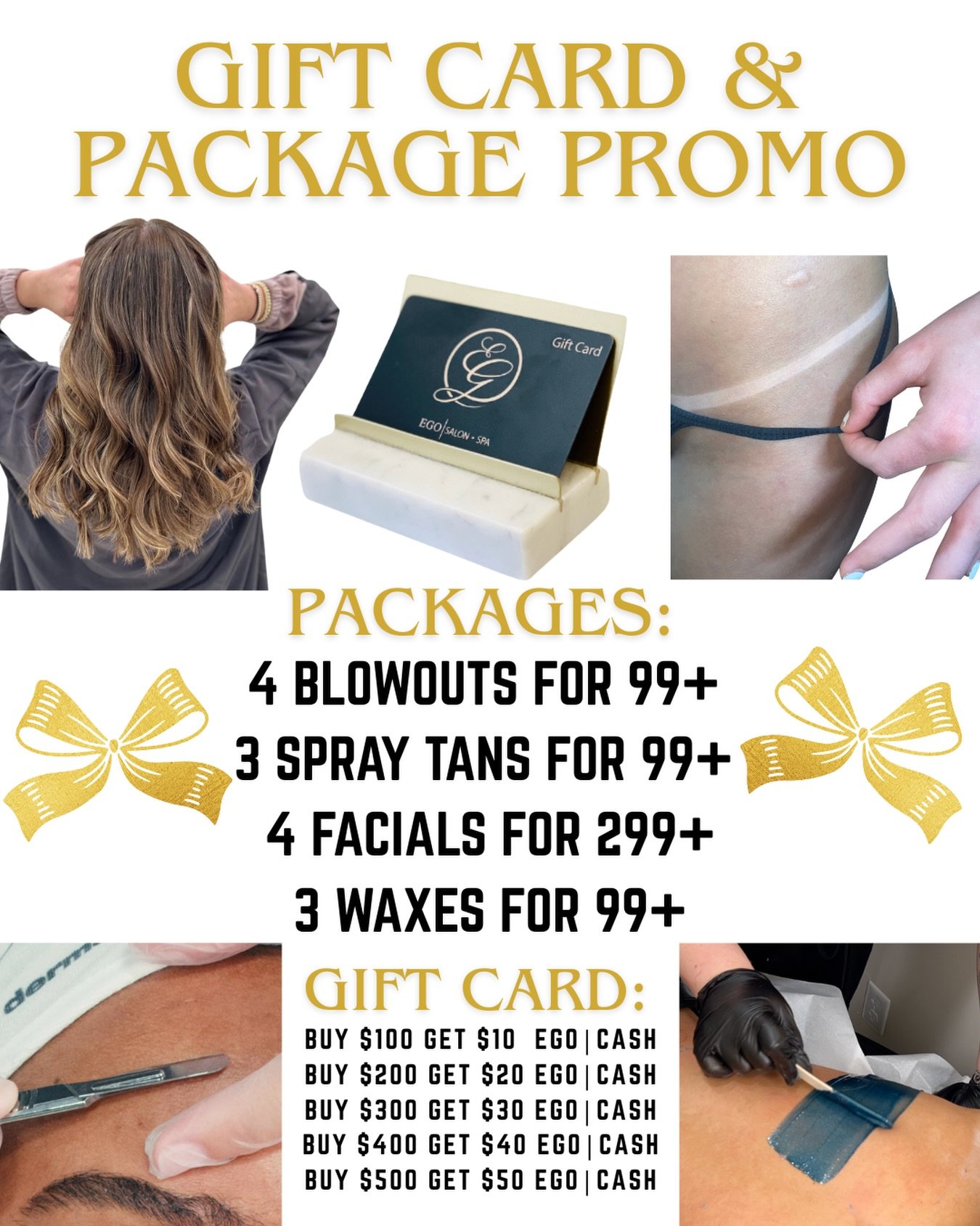 Cyber Monday deals are here! 

💇&zwj;♀️ 3 Blowouts for $99+
🛍️ 20% off all online product orders
🎁 Buy a gift card &amp; get $10 EGO | CASH to use for skin care or hair care aftercare 

Get your gift card online or in store today🤩 

#egosalonands