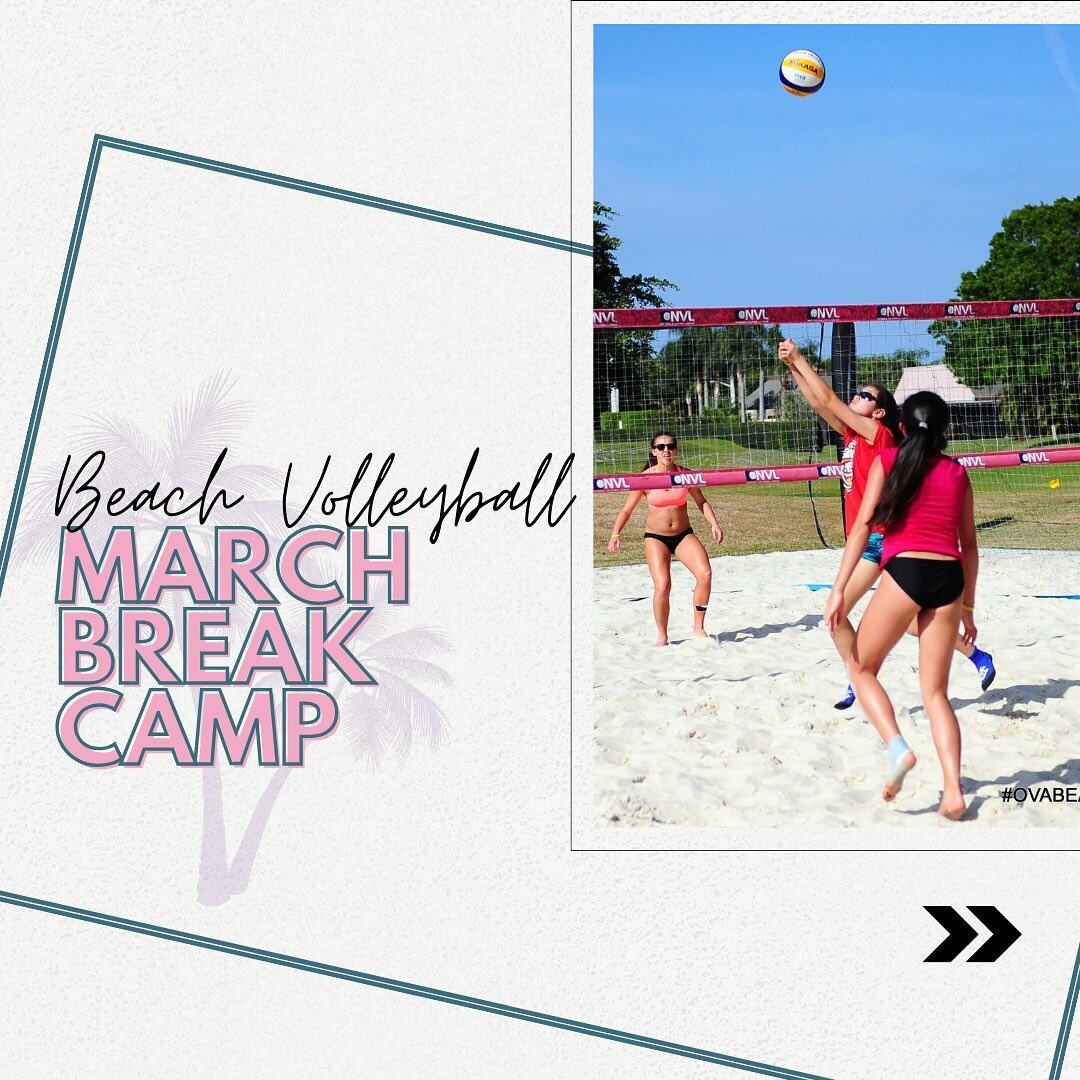 2024 Beach volleyball March Break Camp!!! ☀️😎 🏝️ 🏐.
✅ opportunity for Train to Train and Learn to Compete athletes (age 12-18) to develop their beach volleyball skills just in time for beach season! 
✅ Introducing beach volleyball concepts with an