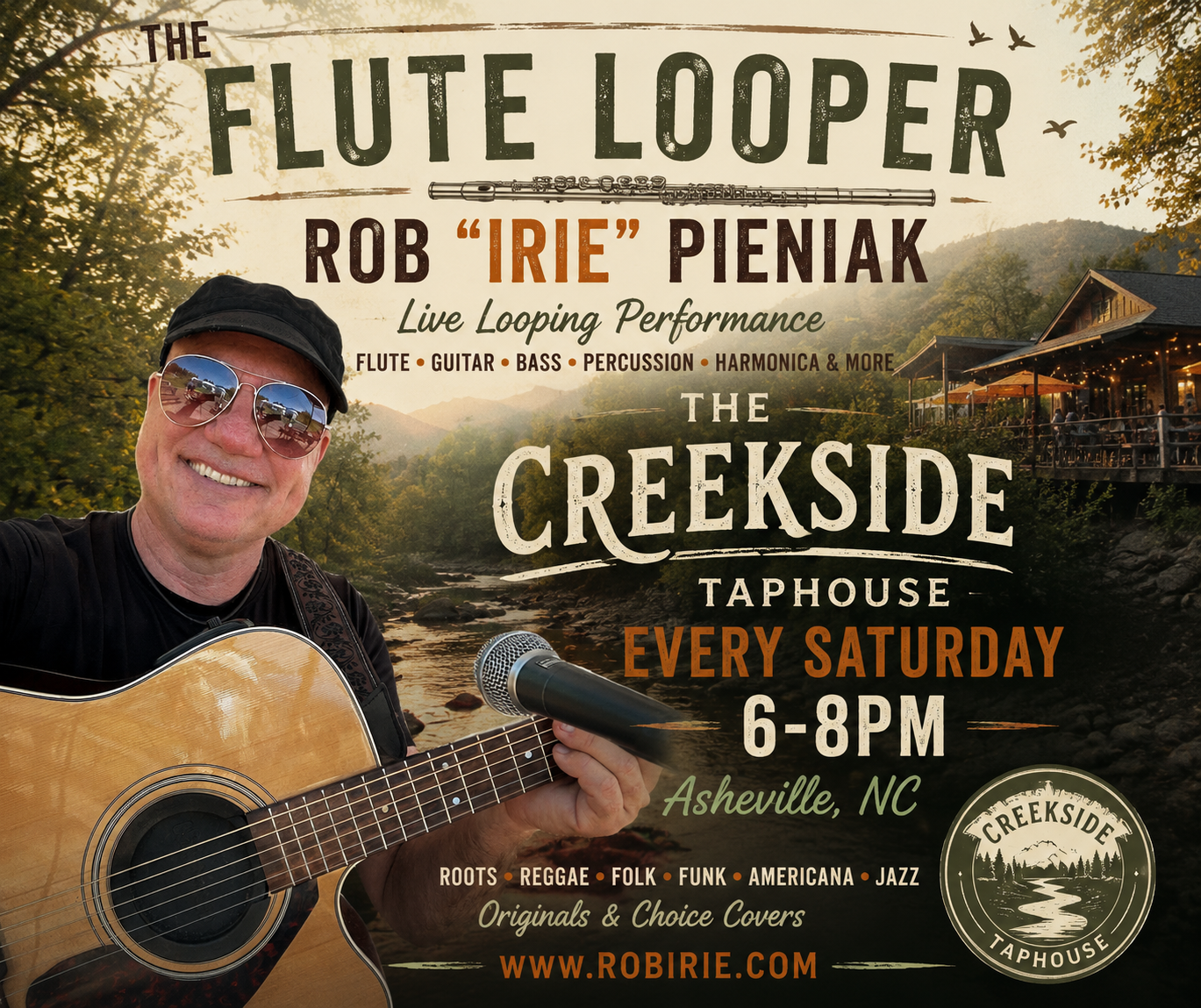 🎶🎙️🪕Live Music - Featuring Creekside's very own Rob "irie" Pieniak