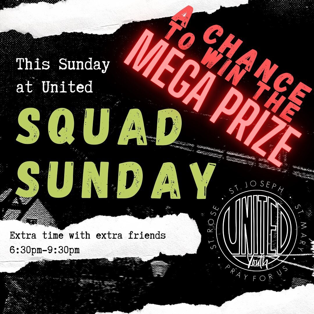 Bring a friend to #SquadSunday for an extra chance to win the MEGA PRIZE 🎁 
more friends = more chances to win 

#unitedsunday #thebestnightoftheweek