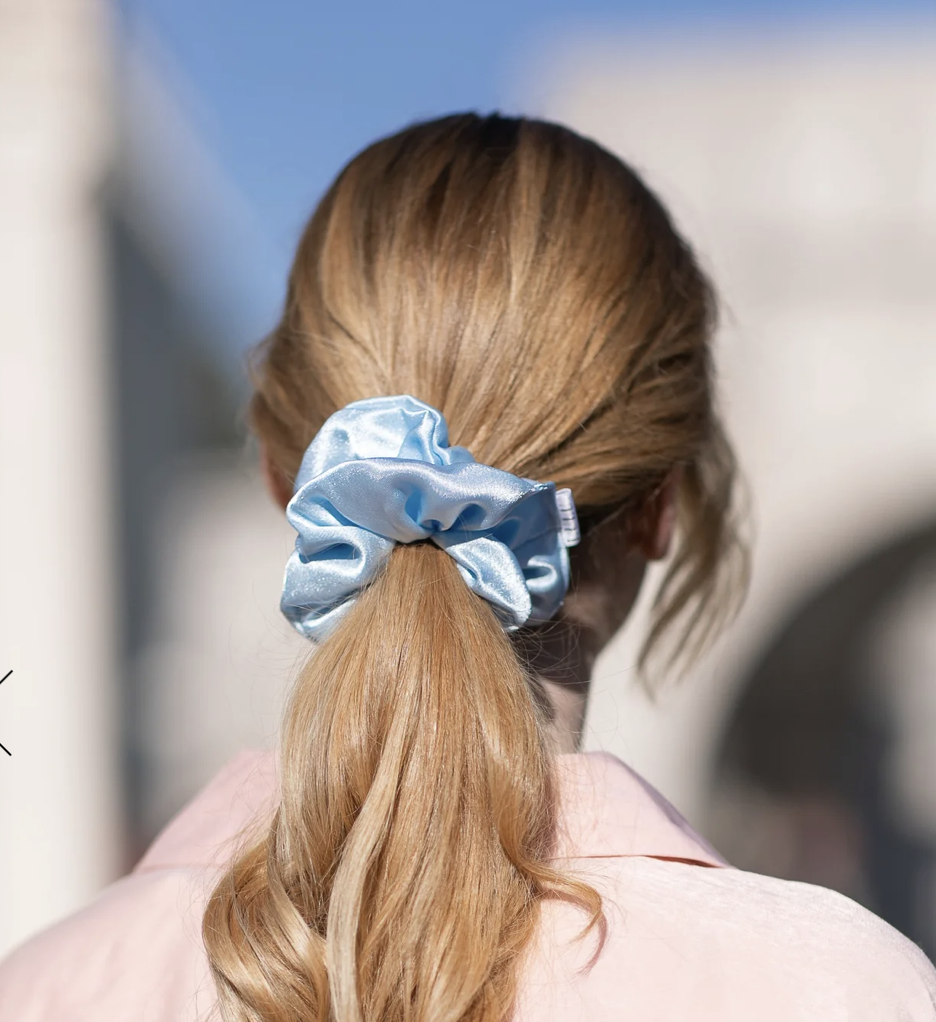 Baby Blue Satin Scunchie