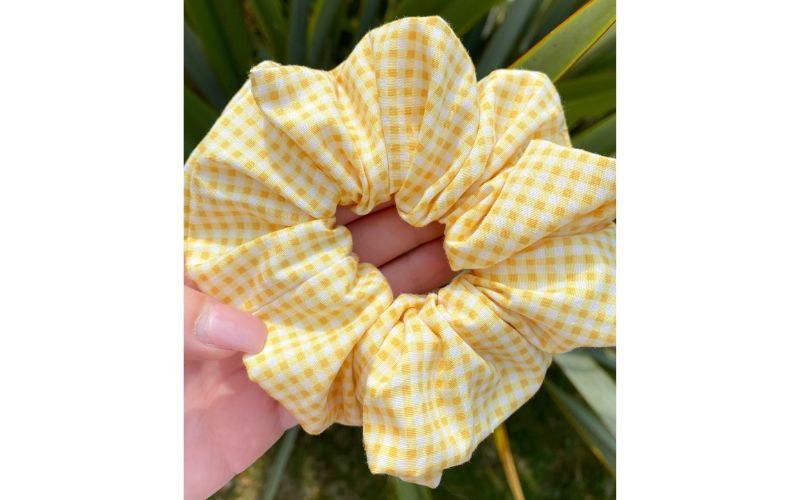 Yellow Gingham Handmade Summer Scrunchie