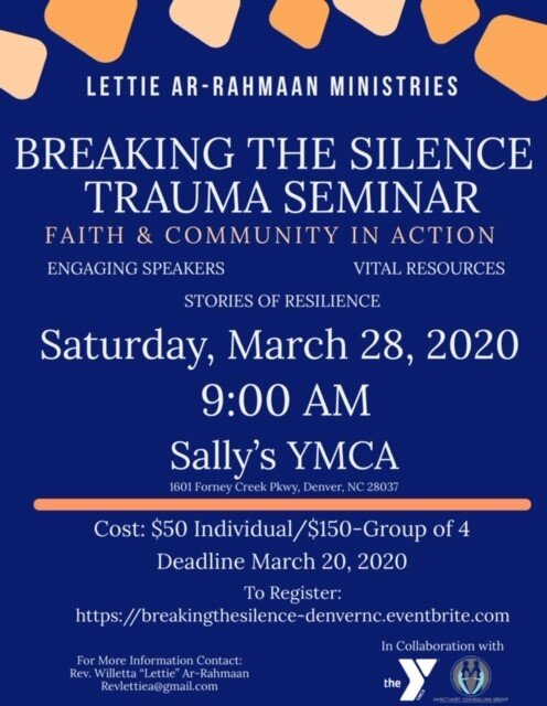 CANCELLED - COVID-19 Breaking the Silence Trauma Seminar: Faith & Community in Action