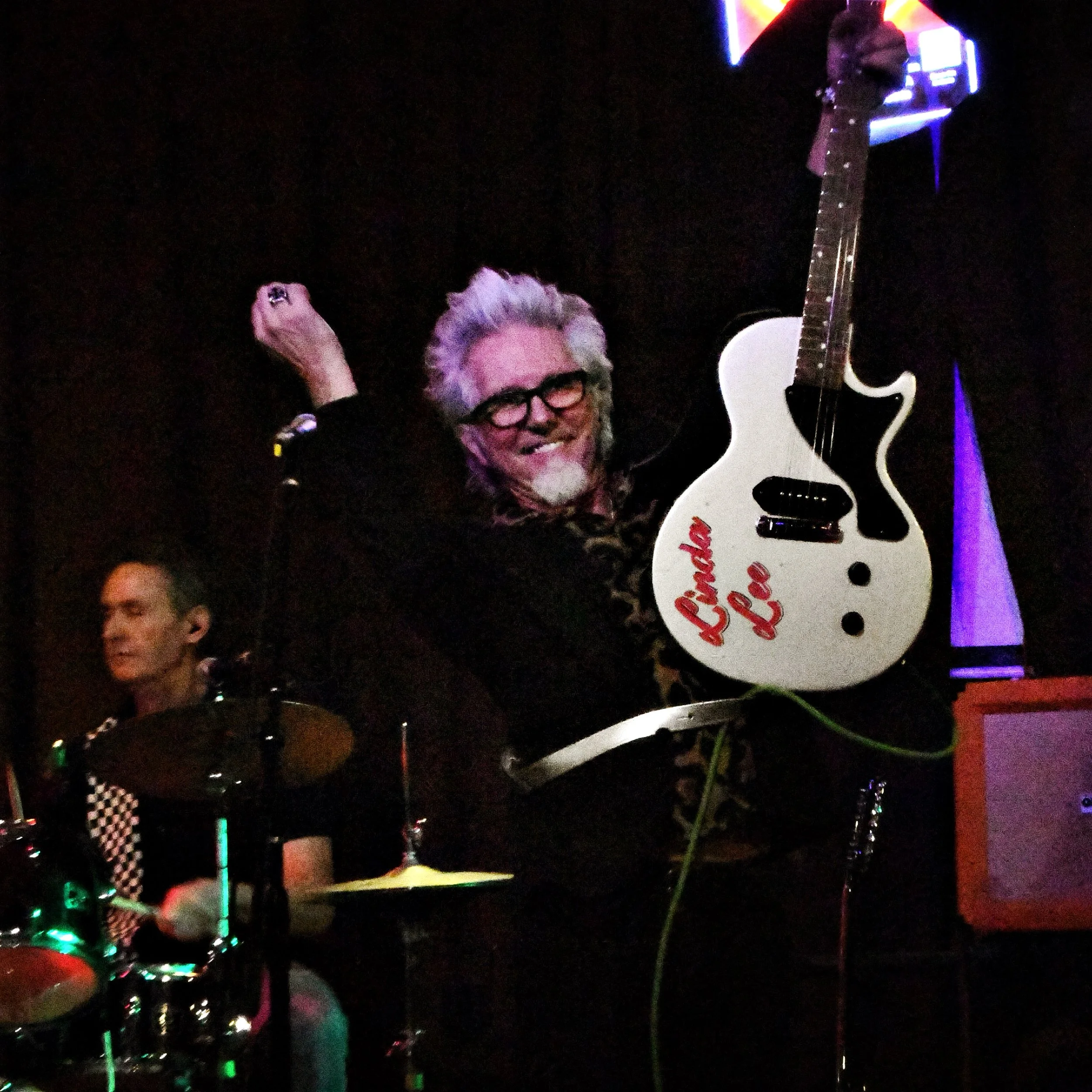 New guitar in the stable ⚡️

Here&rsquo;s an awesome photo from May 9th, my good friend and co-conspirator Deb Barba shot during a show at Longboards in Pacifica.

It has my mom&rsquo;s name pinstriped on it by @mannymurders , and reminds me that my 
