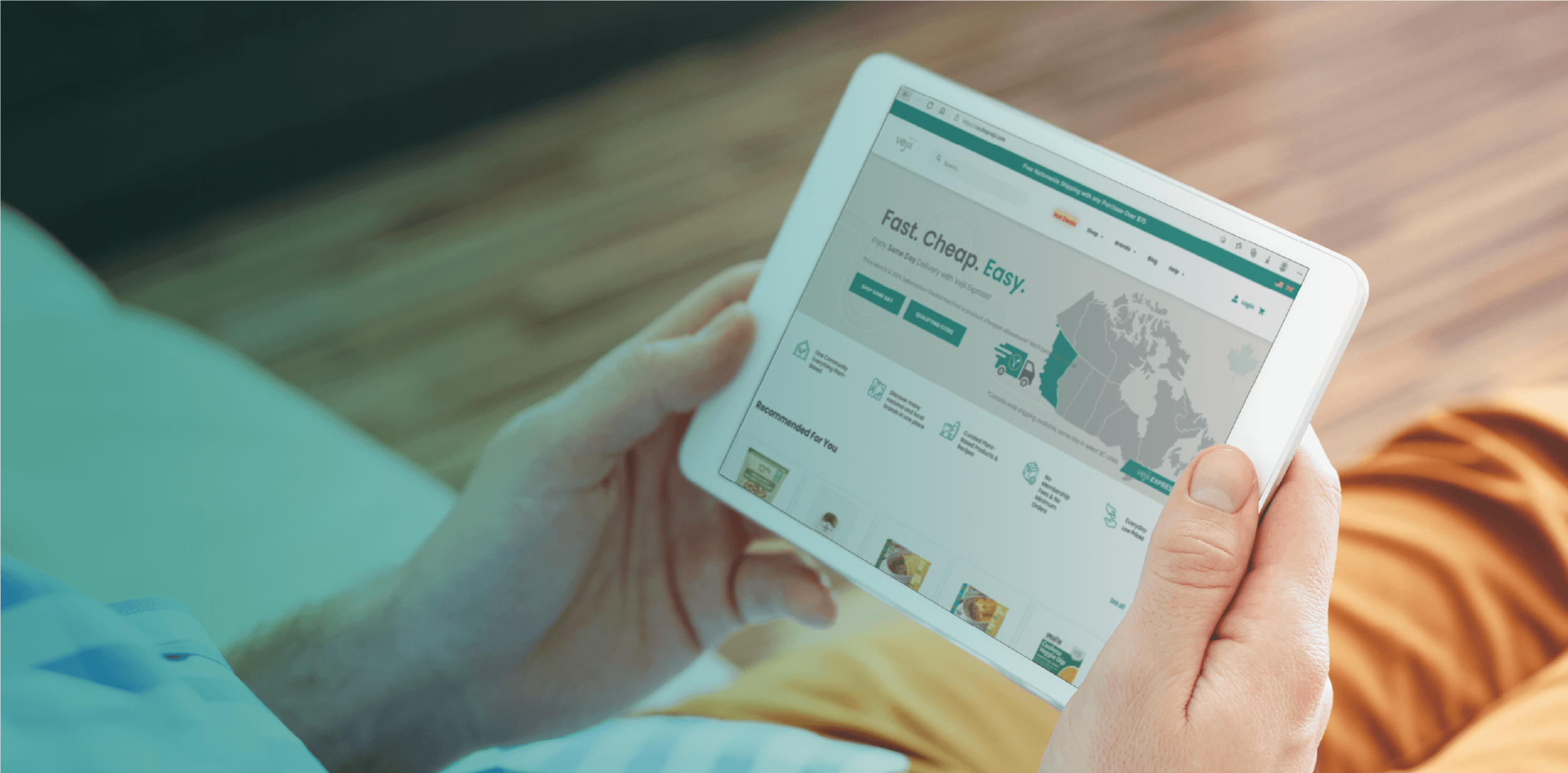 Vejii marketplace on a tablet