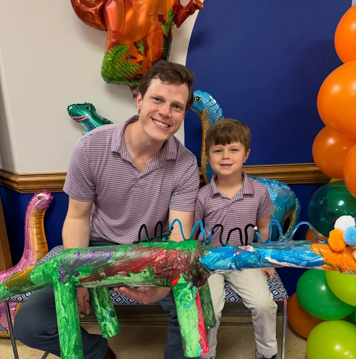 PK Dinos with Dad 🦖
Our PK students wrapped up their Dinosaur Unit with a special morning of building and creating alongside their dads and special guests. Using recycled materials, each child designed and constructed their own dinosaur! 
We&rsquo;r