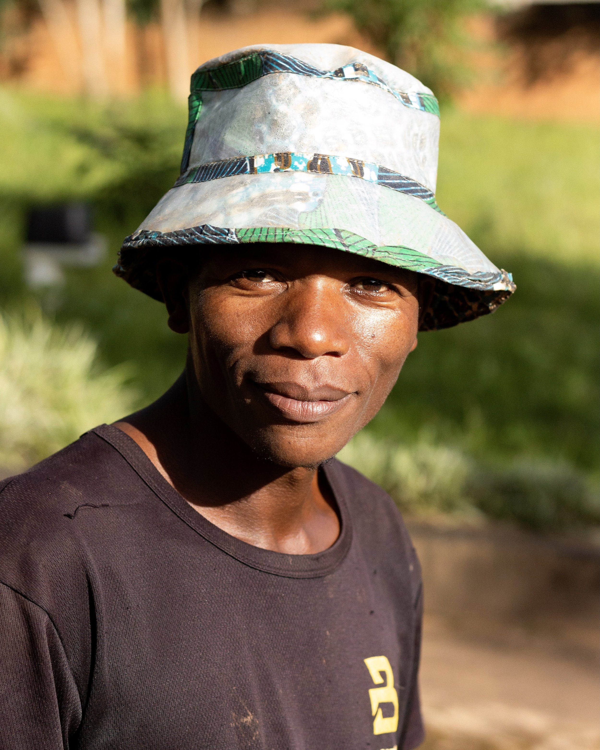 John modelling the waterproof hat