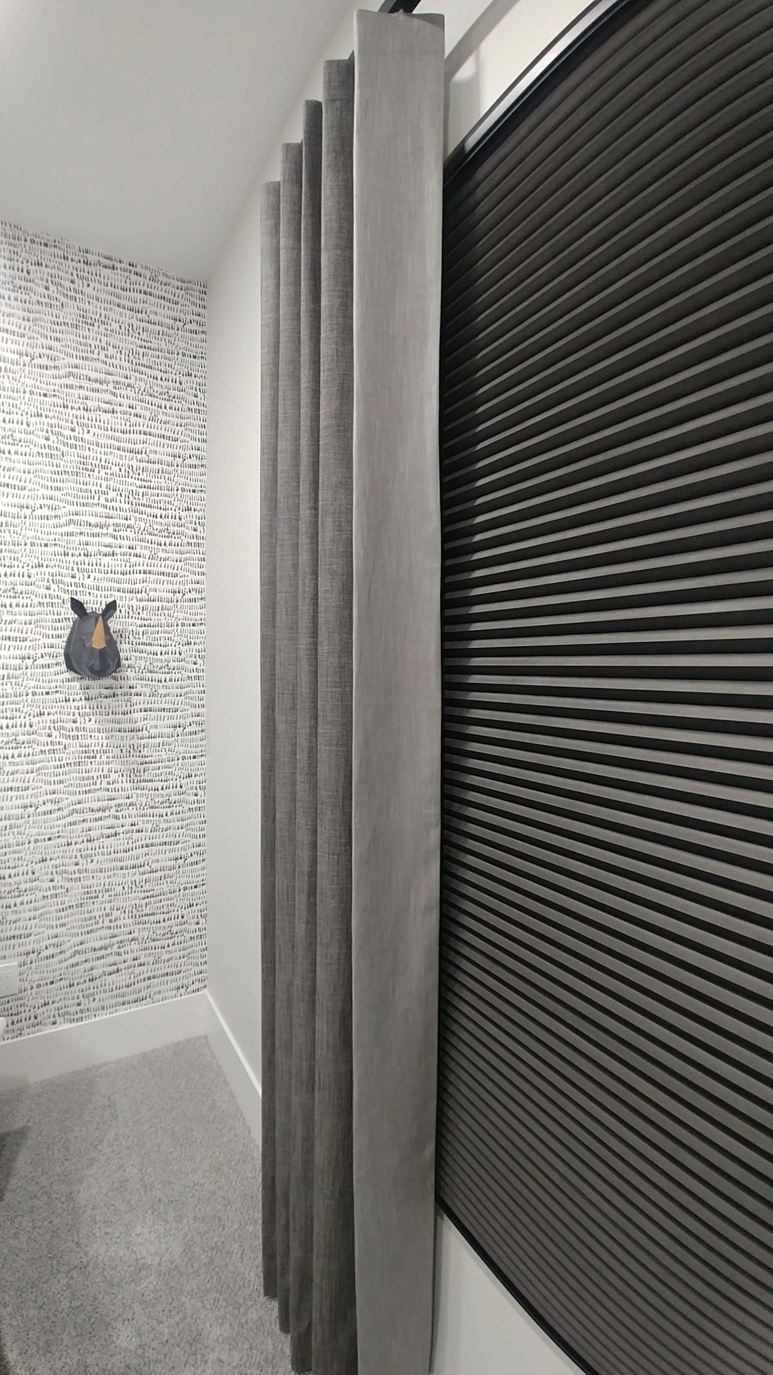 custom blinds and drapery by Jaimie Mehler of Savori Spaces a greater Edmonton and area interior design firm