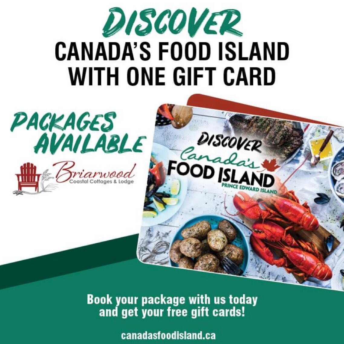 Book a two night Stay and Savour package at Briarwood and receive a $50 Canada Food Island gift card! ☀️🥖

*For each additional night booked, your gift card amount increases. See link in bio for prices and specific gift card amounts! 

#BriarwoodCot