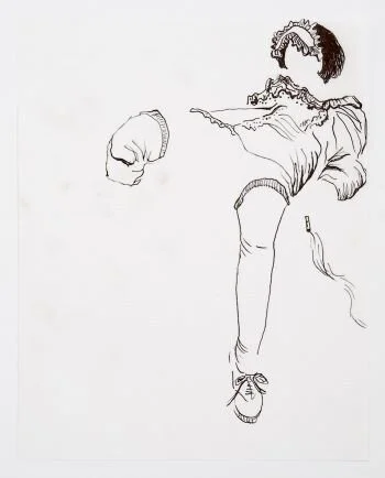 Sex Without the People (girl smoking), Bettina Hubby, 2011. Ink on rice paper, 10 x 8 inches. BH1559