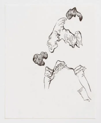 Sex Without the People (girl on girl), Bettina Hubby, 2011. Ink on rice paper, 10 x 8 inches. BH1566