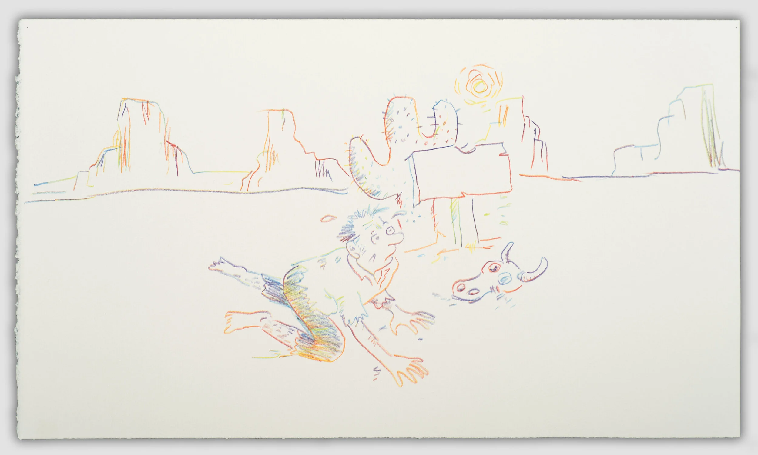 Ancient sign, Bettina Hubby, 2018. Rainbow pencil on gray Magnani Pescia paper, 13 x 22 inches. BH2820