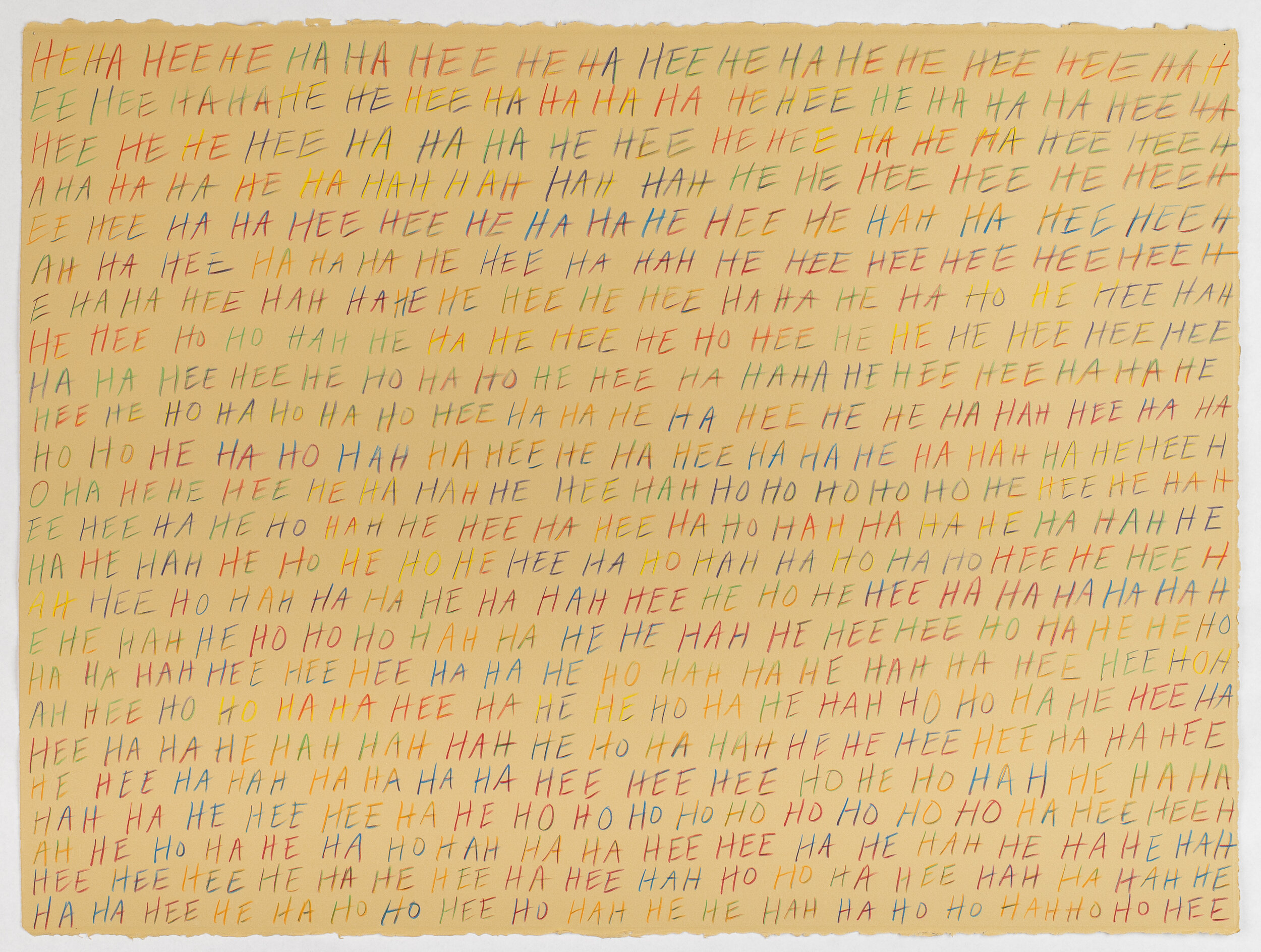HE, HA, HEE, HAH, HO…, Bettina Hubby, 2020. Rainbow colored pencil on cotton rag paper, 22.5 x 30.125 inches. BH0375