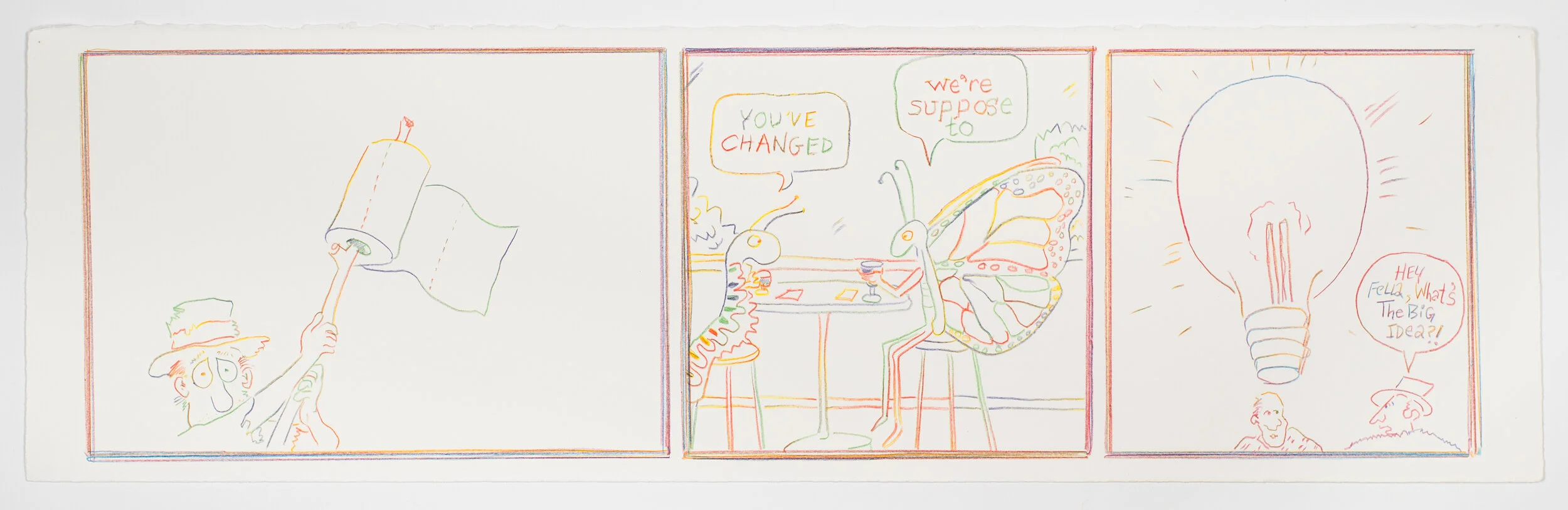 What’s the Big Idea?, Bettina Hubby, 2021. Rainbow colored pencil on cotton rag paper, 9 x 29.5 inches. BH0585