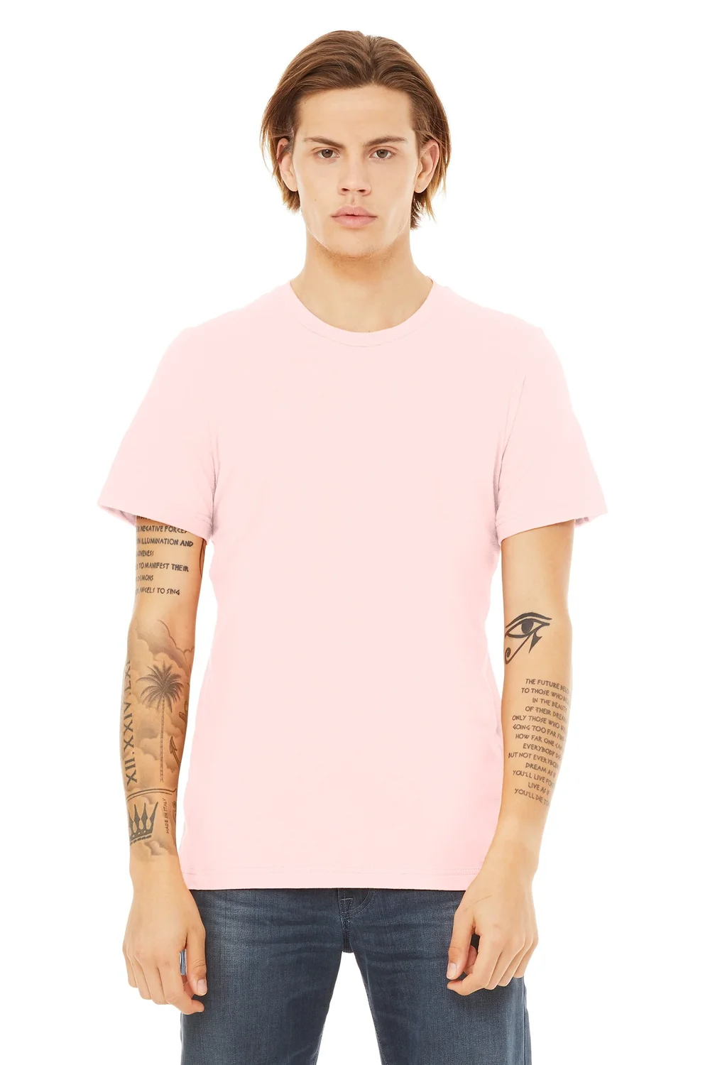 Bella Canvas Camiseta Unisex Heather CVC Rosa Neón, Blanco, Pequeña