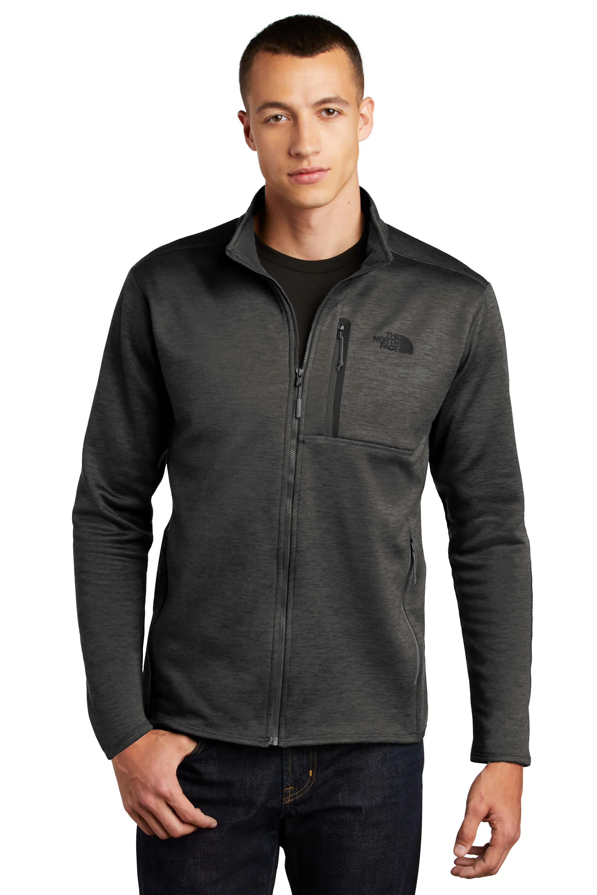 grey full zip fleece