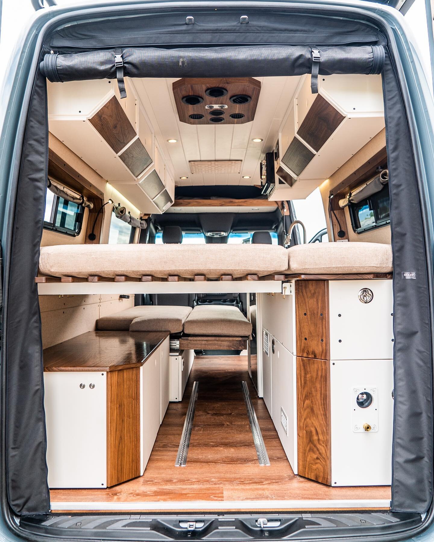 It&rsquo;s all in the details with this one. From walnut trim to the painted wood ceiling every detail of this van came together perfect. Pair that with robust living amenities, rugged external components, and two comfortable beds, and you&rsquo;ve g