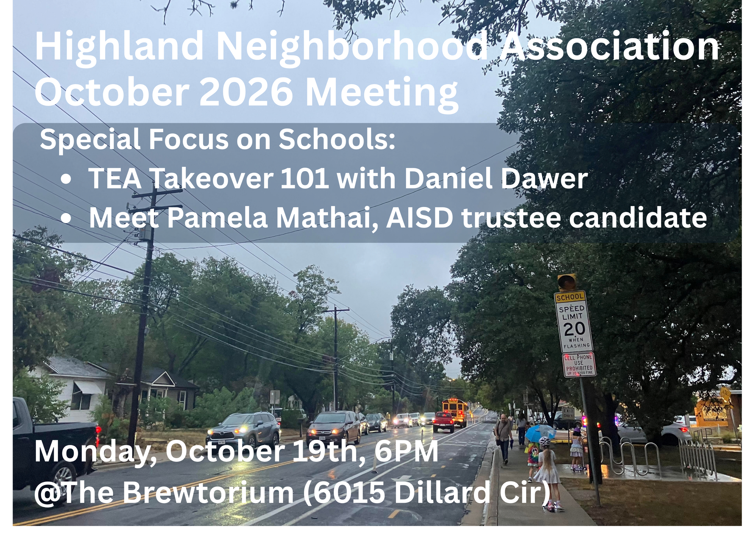 October Meeting, Special Focus on Schools