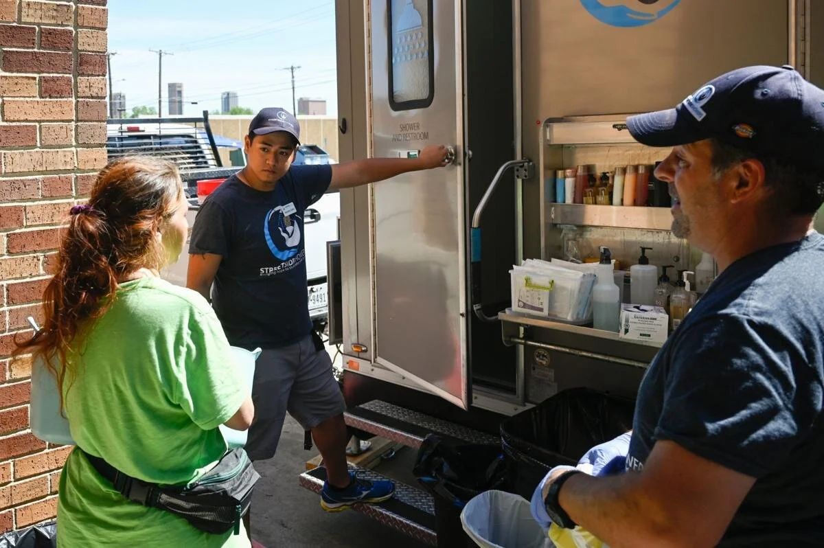 Nonprofit stalwart brings mobile showers to Denton, other cities amid COVID-19 pandemic