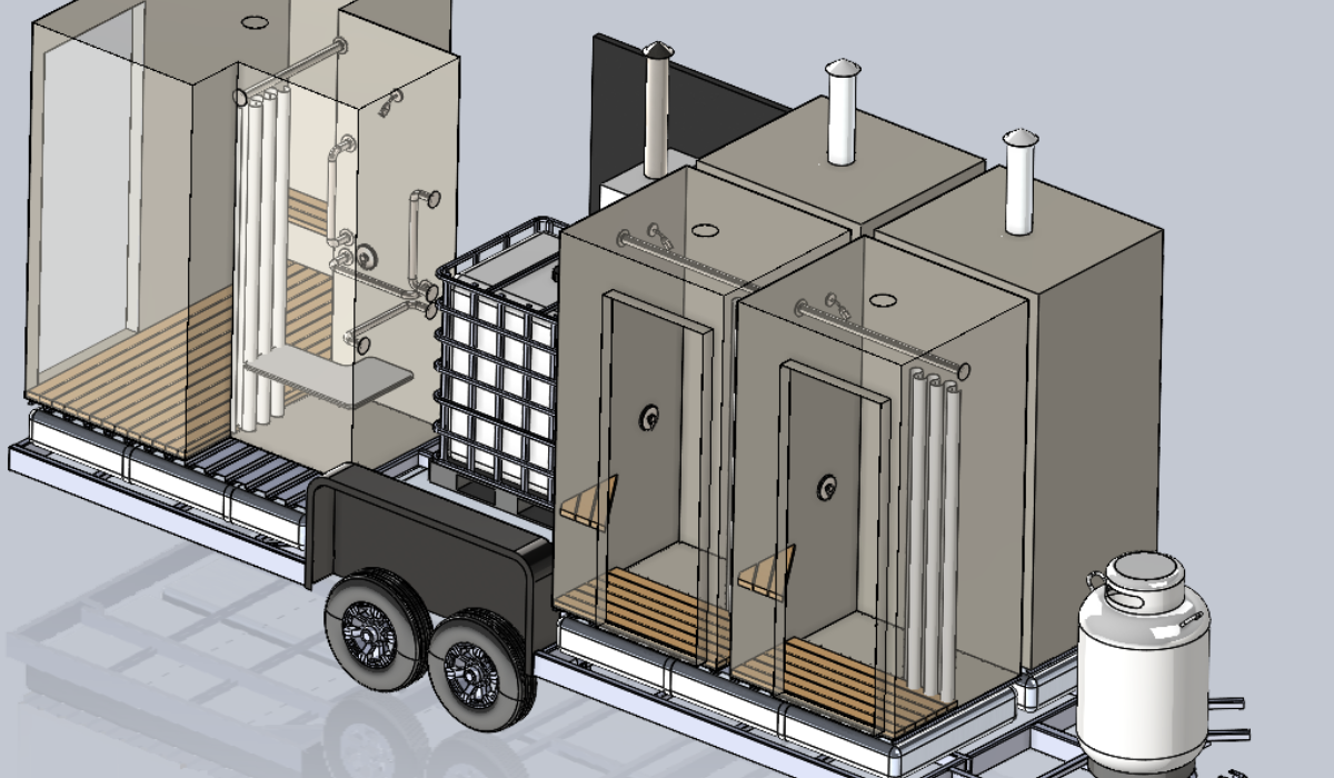 Rendering of The Drip mobile shower unit. Image by The Drip.