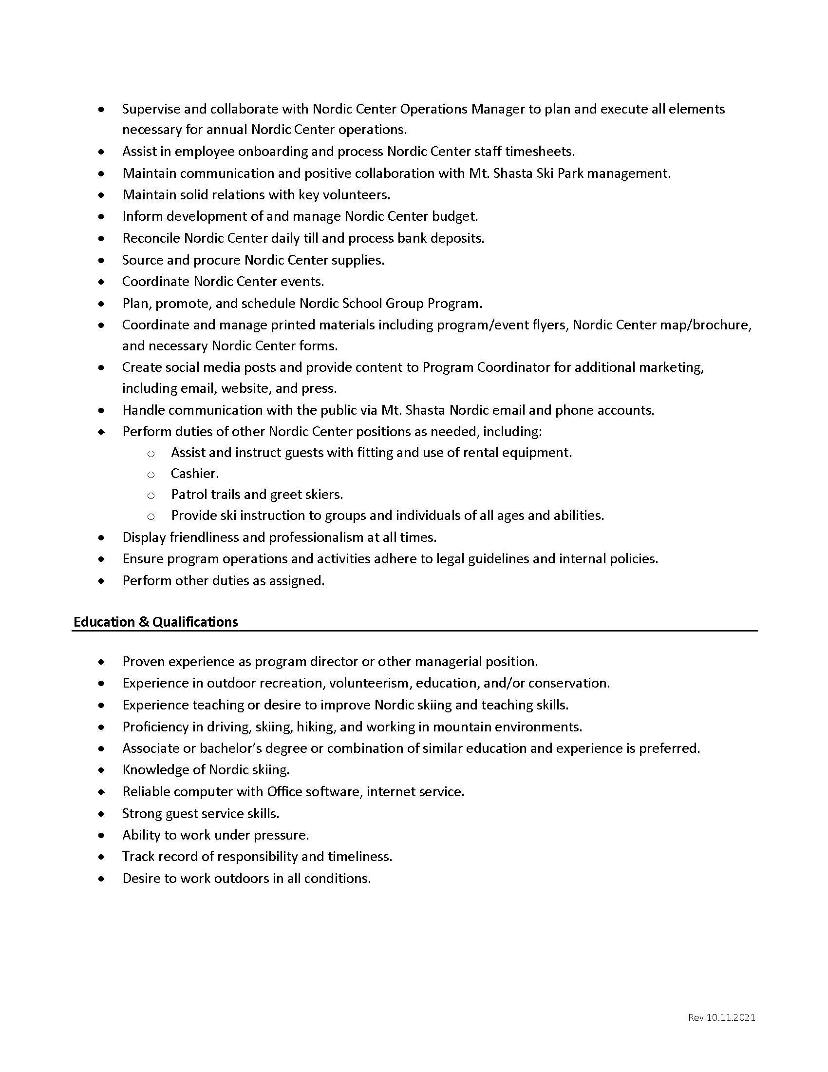 Mt. Shasta Nordic Center is Hiring a Program Director — Mt. Shasta Nordic