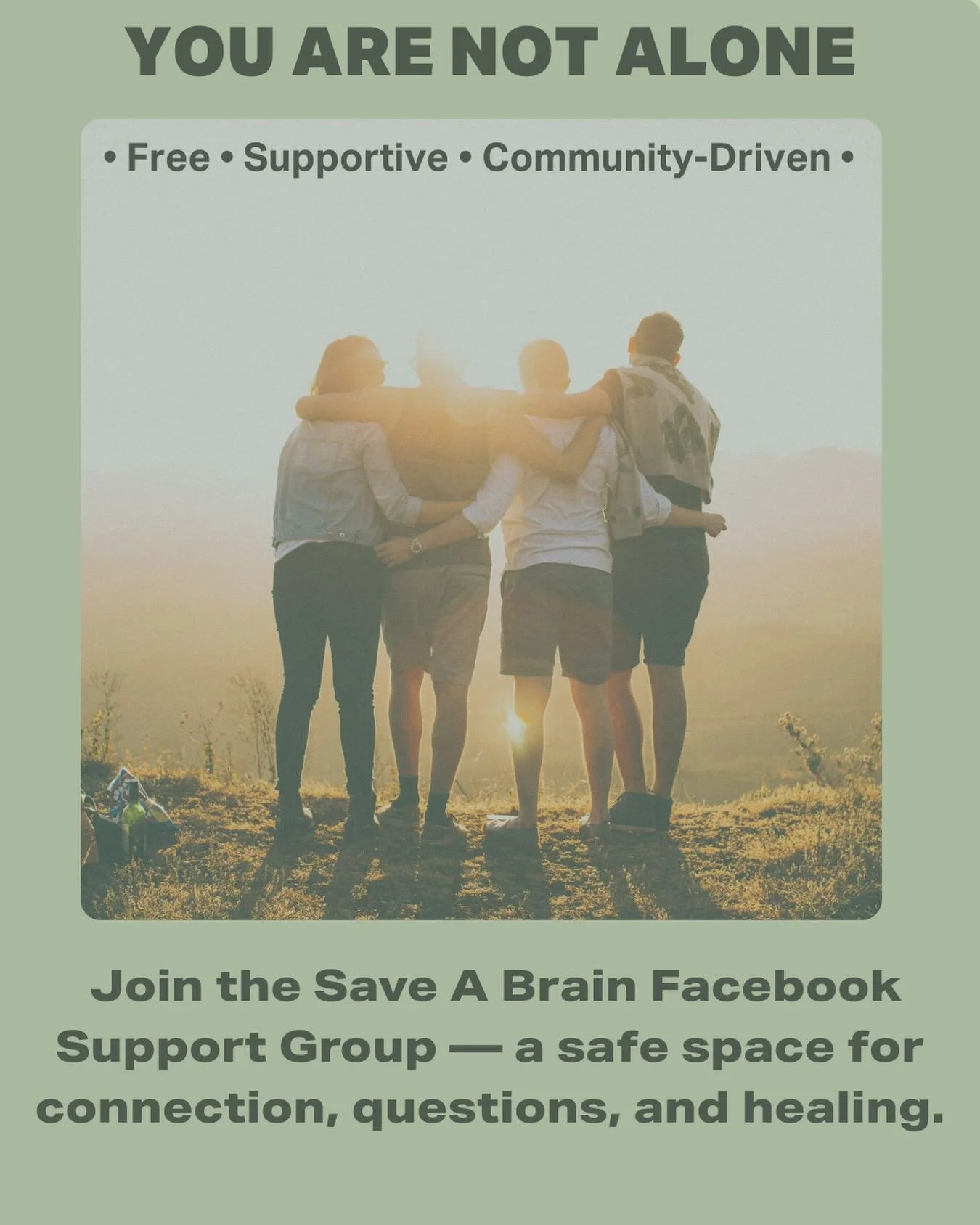 We&rsquo;re so excited to introduce the Save A Brain Safe Space &mdash; our new Facebook community designed for anyone navigating concussions, TBIs, or supporting someone who is. 🧠✨

Inside the group you&rsquo;ll find:
&bull; A judgment-free space t