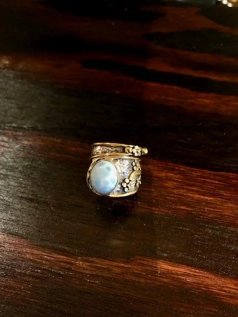 Larimar Silver &amp; Bronze Ring by Alison Wahl