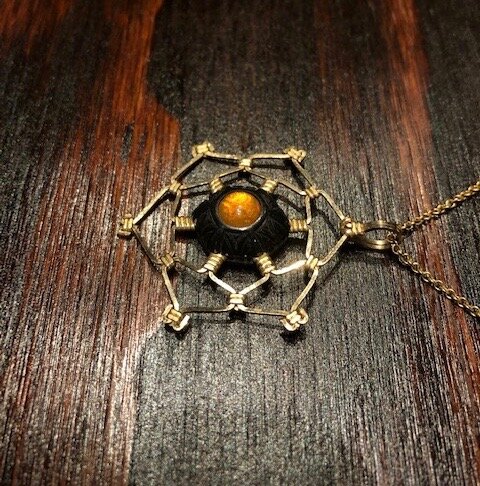 Fire Opal Mandala Pendant by Kai Chow