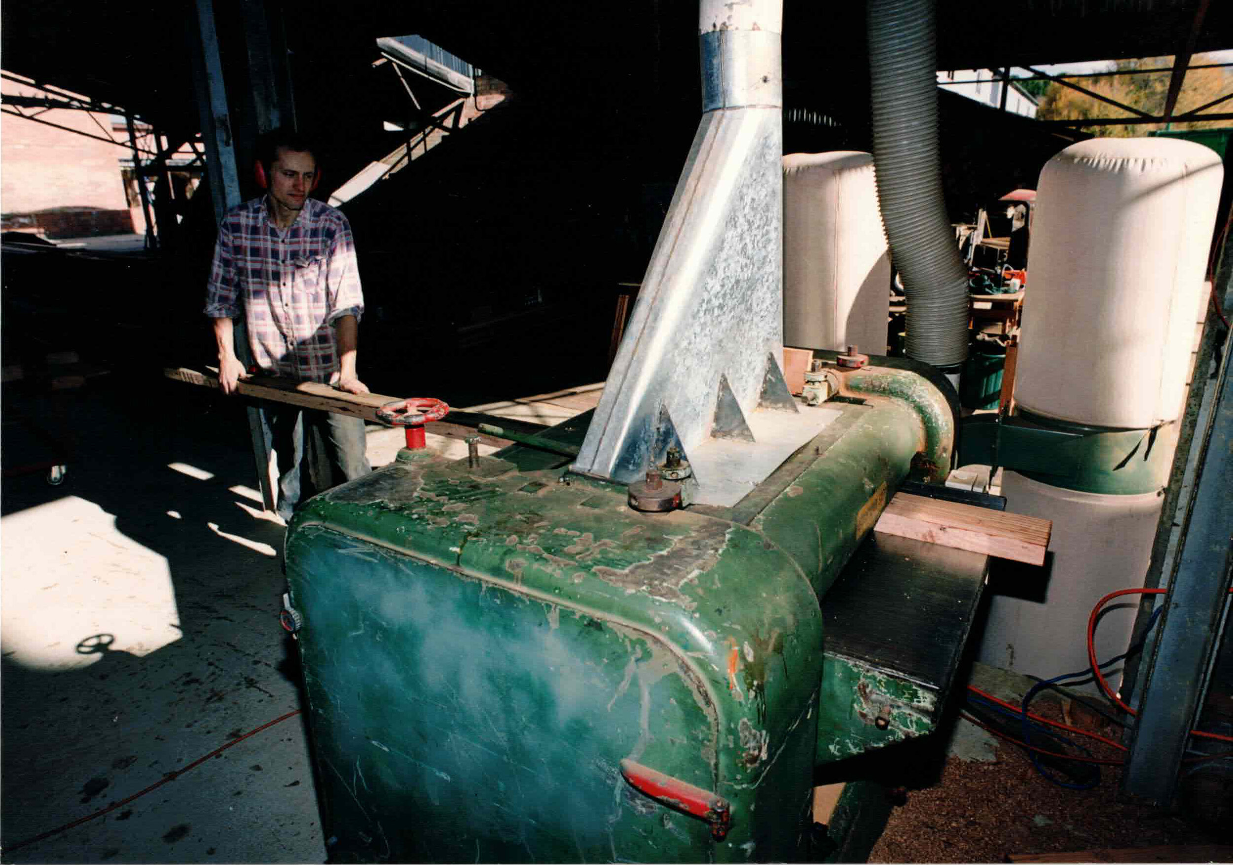  Planing timber in the first Brickworks workshop, late 1990’s 