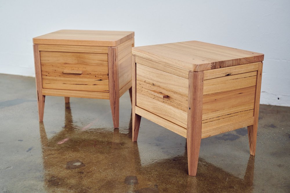 recycled timber bed side table