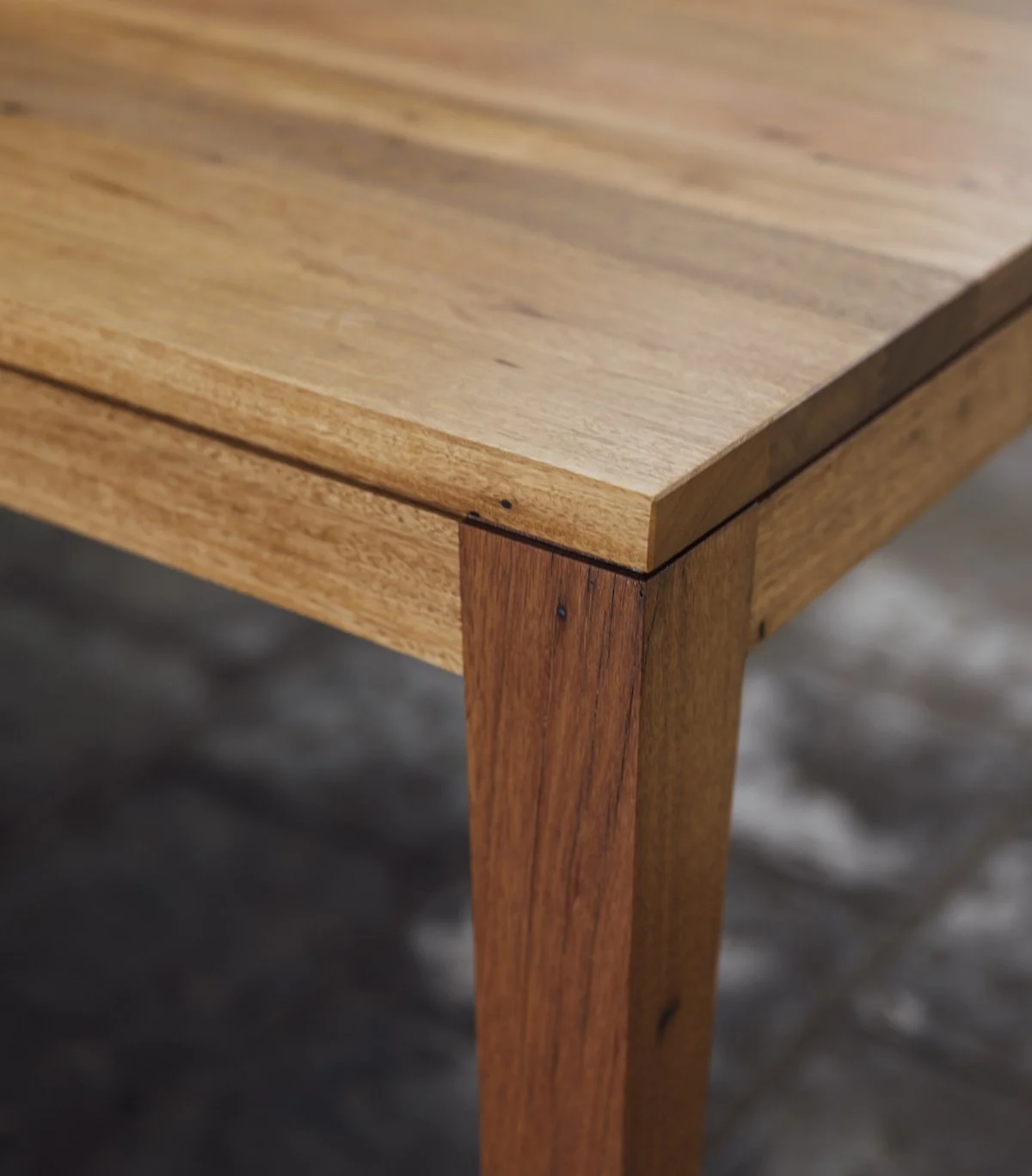 Plan Layout Table Raked Raked Leg Recycled Timber Table | Thor's Hammer