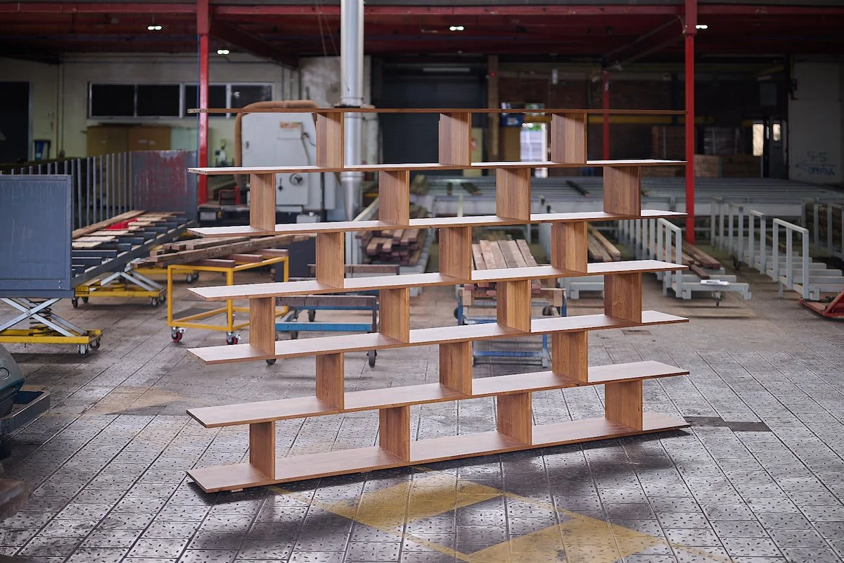 Huge Built-in Bookshelf Made From Recycled Teak CSIRO Benchtops // From the Workshop