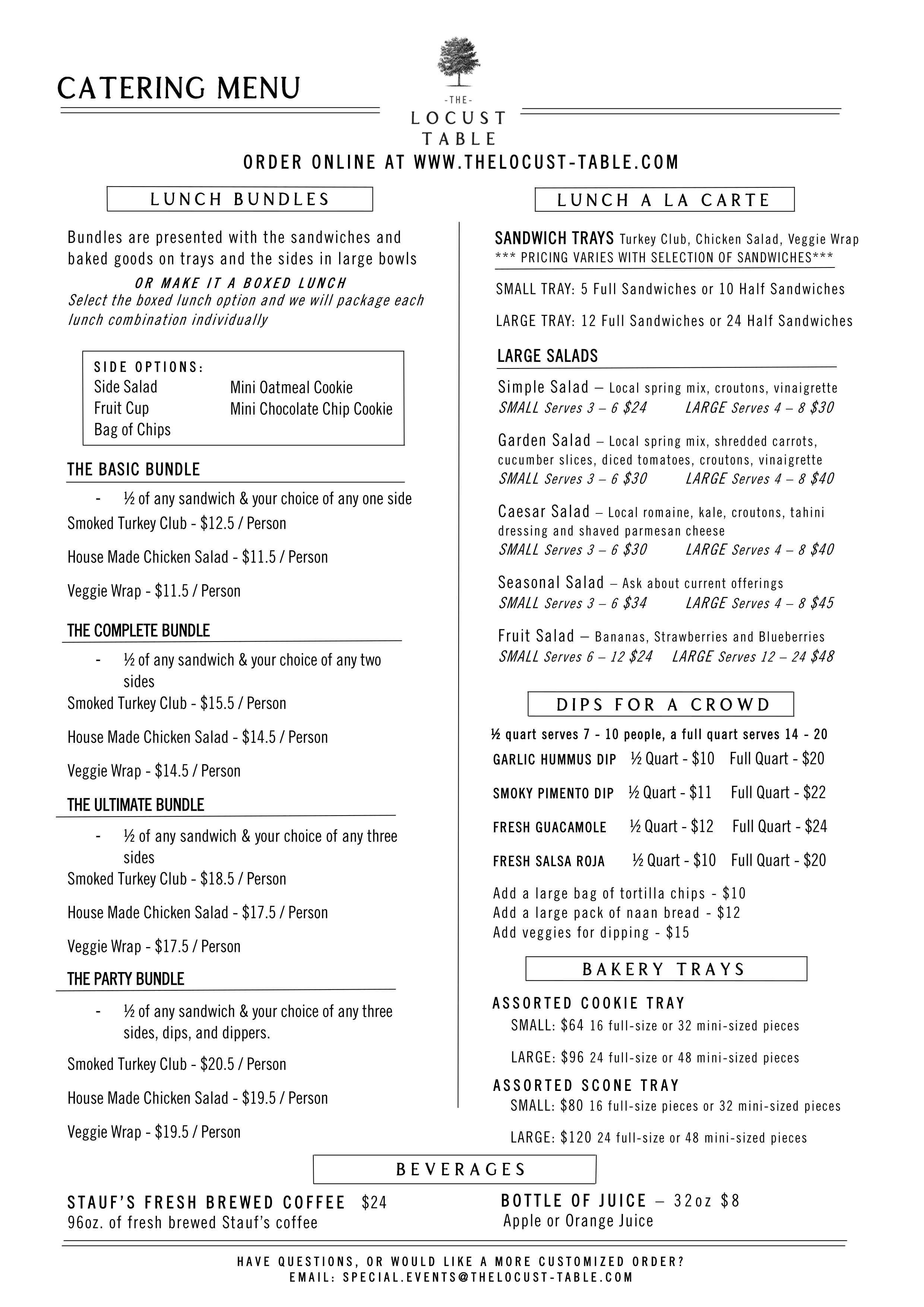 Locust Table Menu The Locust Table - Powell Neighborhood Cafe