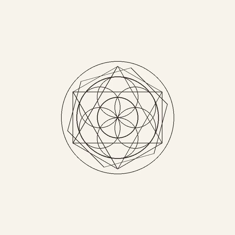 round symbol with flower in middle