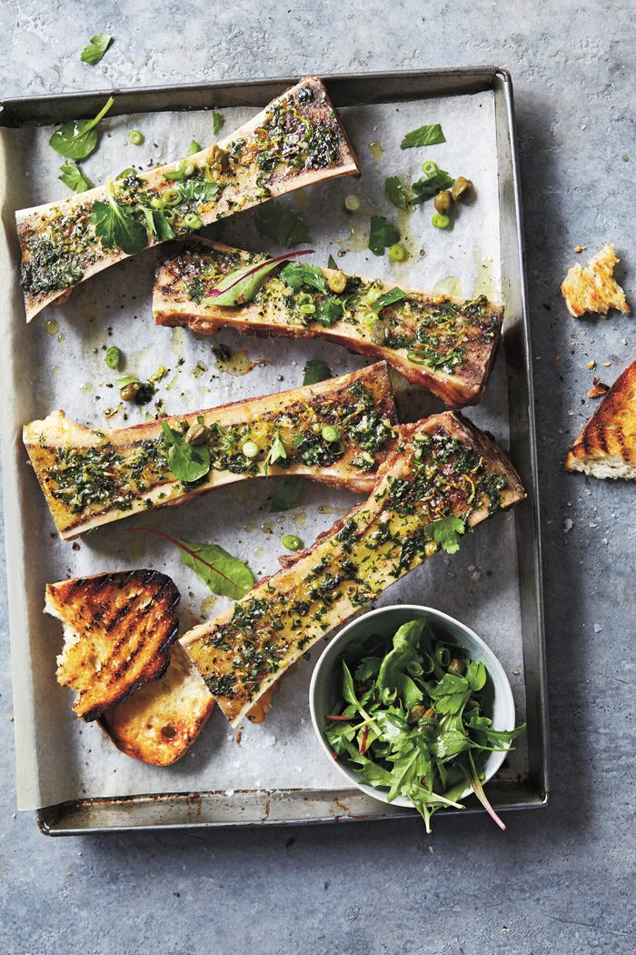 Roasted Bone Marrow and Green Salad