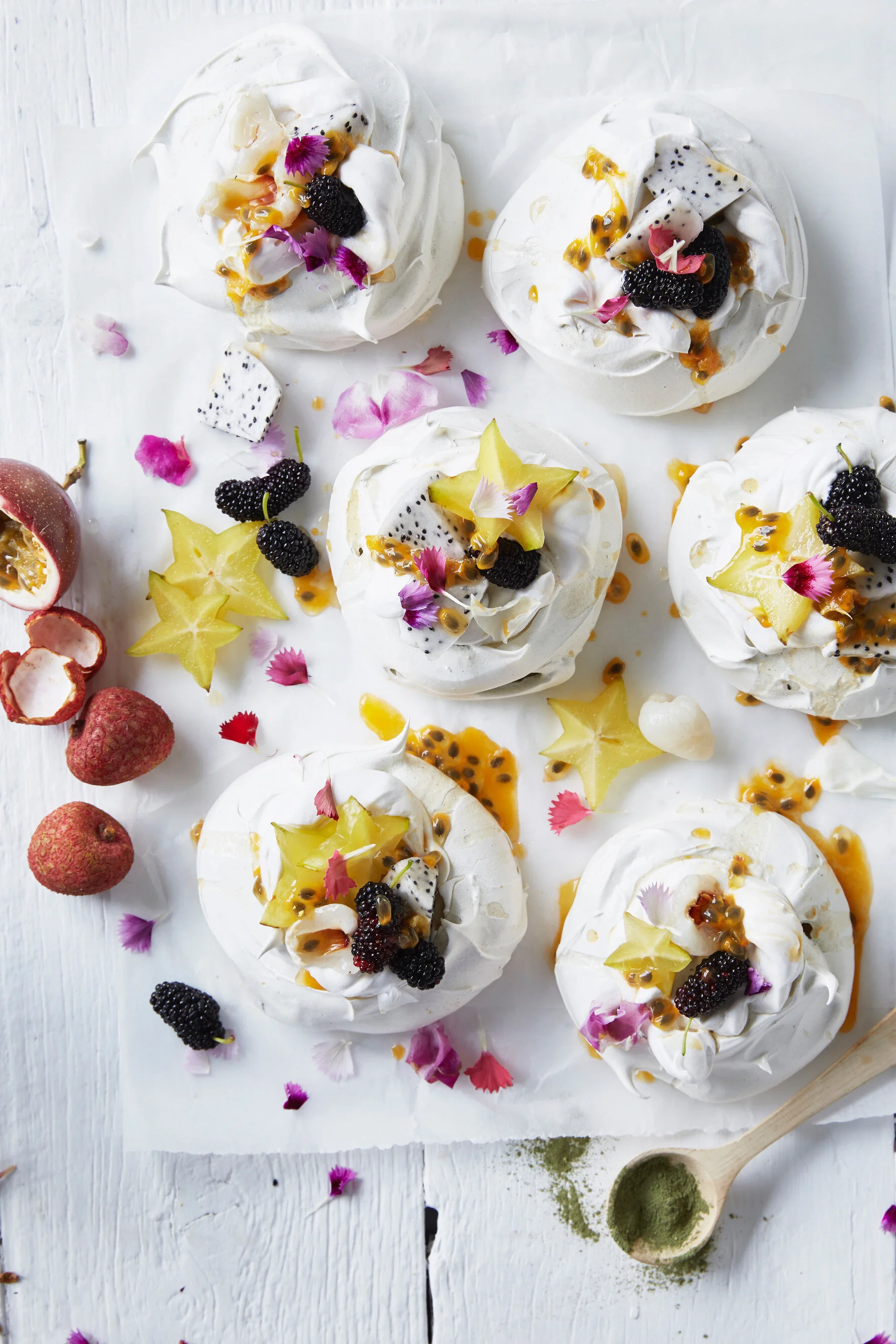 Mini Matcha Pavlovas with Coconut Cream &amp; Summer Fruits