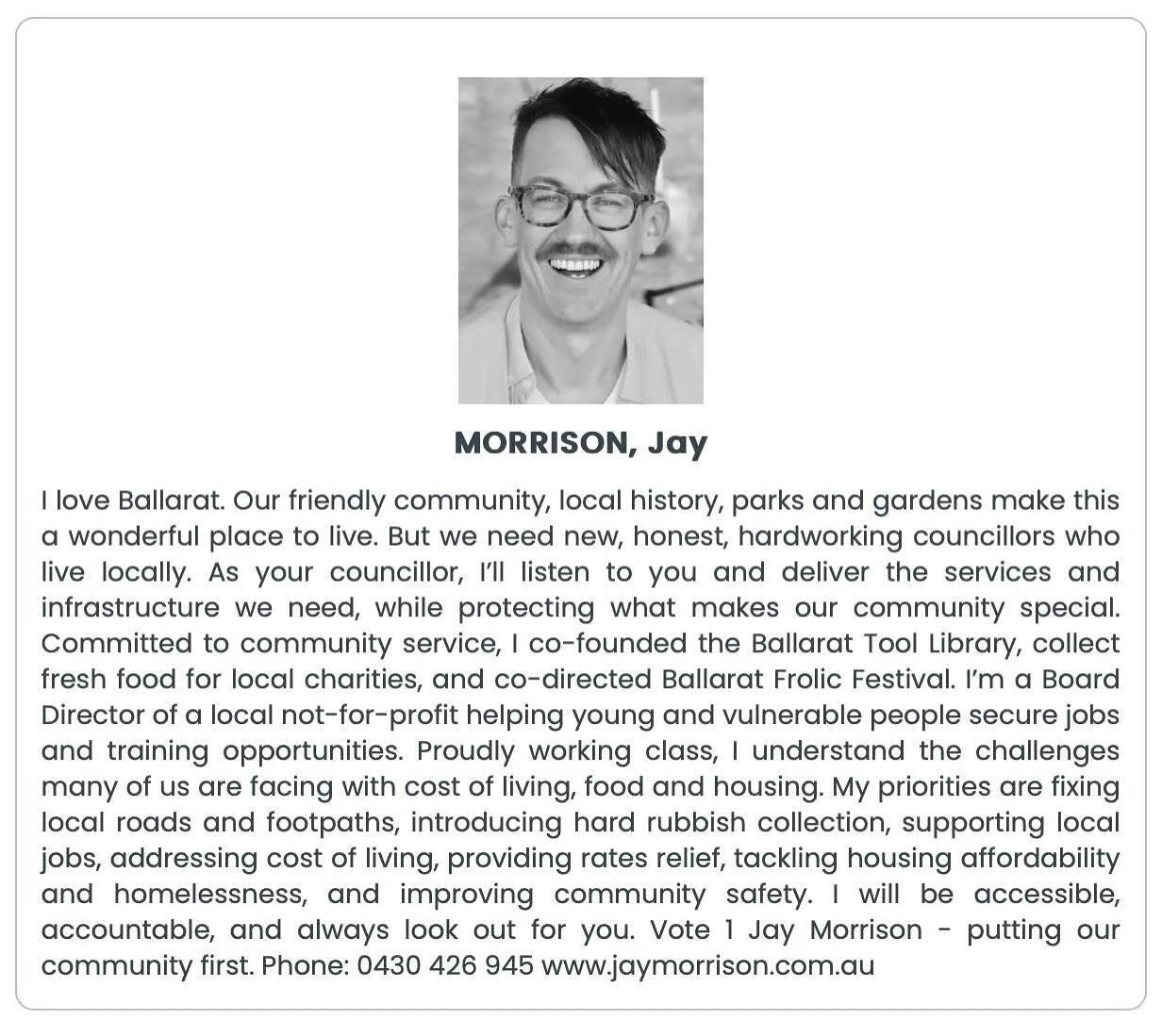 I can&rsquo;t believe it was 12 months ago when I submitted this to the VEC. And every day since I was elected I&rsquo;ve focused on delivering on these same priorities for the community: 

▪️ Fixing local roads and footpaths
▪️ Introducing hard rubb