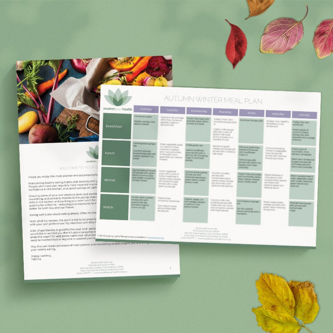 🕮 The Autumn Winter Seasonal Meal Planner is available now from the website and is jam-packed with goodness.​​​​​​​​​
This seasonal meal planner has been thoughtfully crafted with your nutritional needs front of mind. 

You can feel confident that i