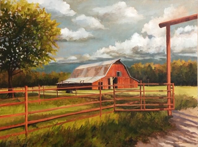  Pangburn Barn, oil on canvas, 24” x 36” 