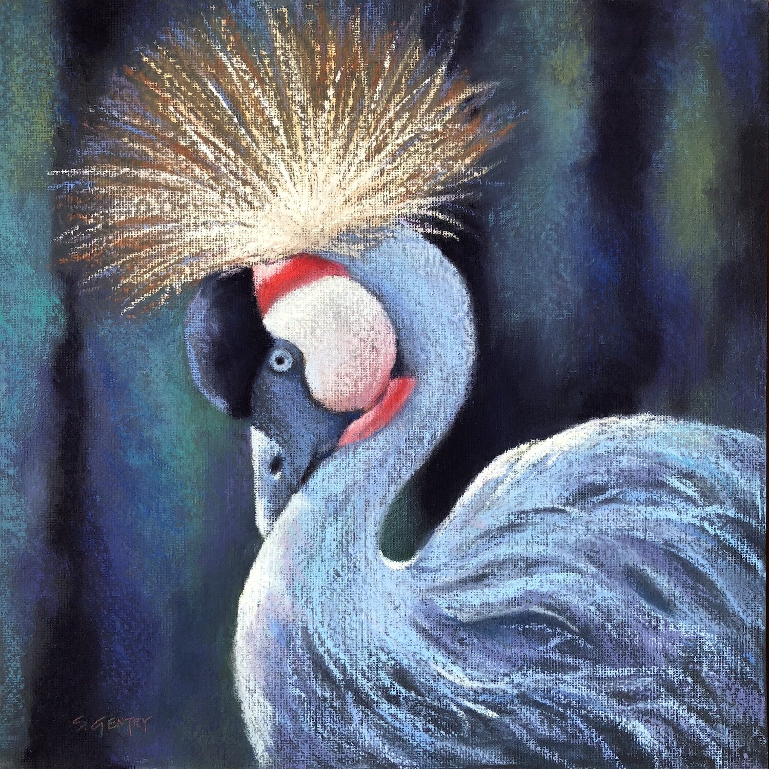    Long-Necked Beauty #1  , 18” x 18”, pastel on hand-textured board 