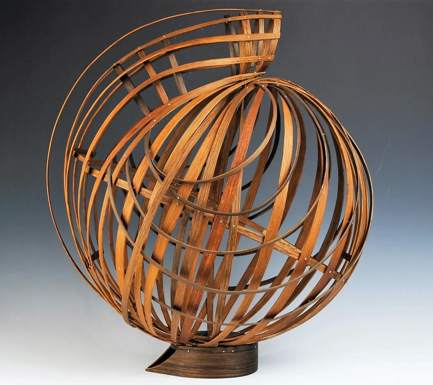    Bentwood Sphere Free-Form  , white oak, mini machine screws, 20”H x 15”W x 19”D 
